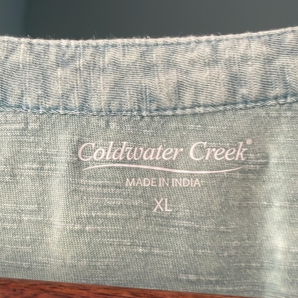 Coldwater Creek Soft green Gray Embroidered Blouse - Picture 4 of 5